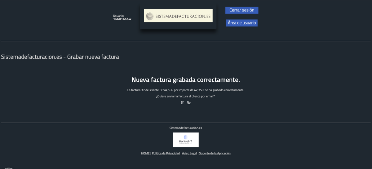 Factura creada correctamente